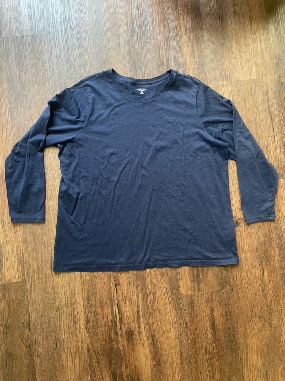 Womens 2X LAND’S END Relaxed Fit Supima Cotton Long Sleeve Shirt Top Dark Blue